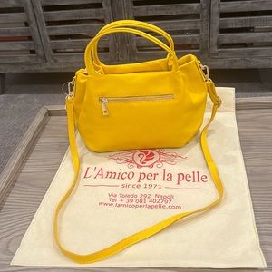 Italian Leather bag: Beautiful Yellow Cross Body Bag